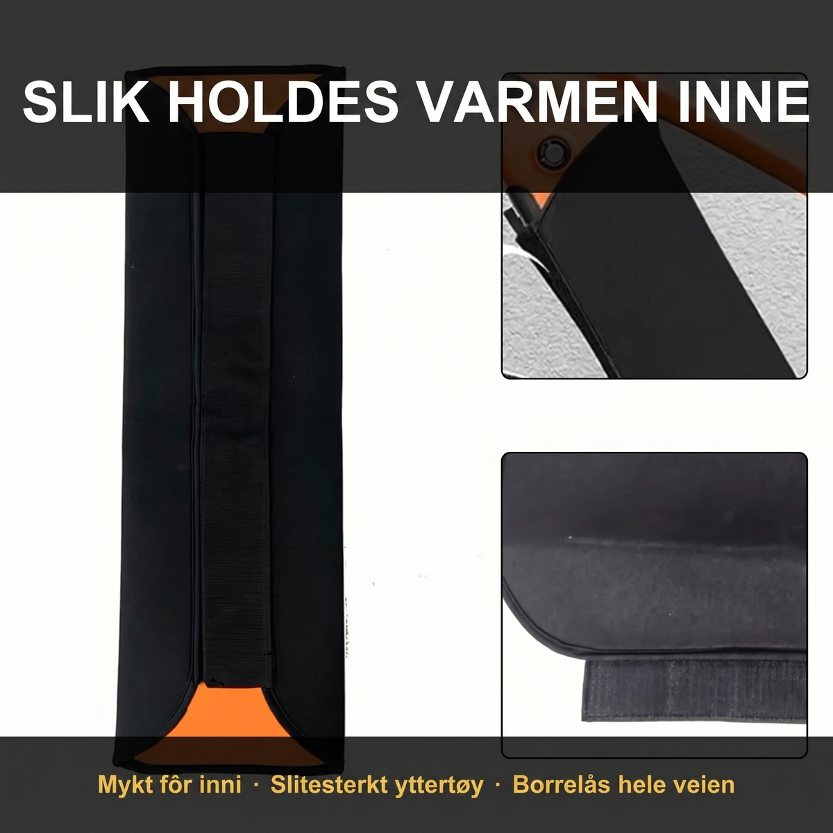 Batteritrekket brettet opp så det myke fôret synes.