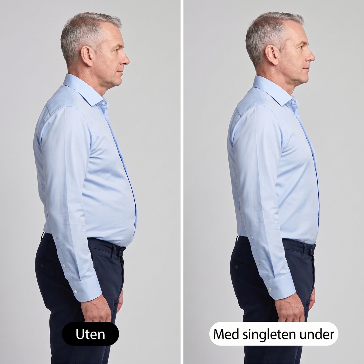 Genseren før og etter med kompresjonssingleten under