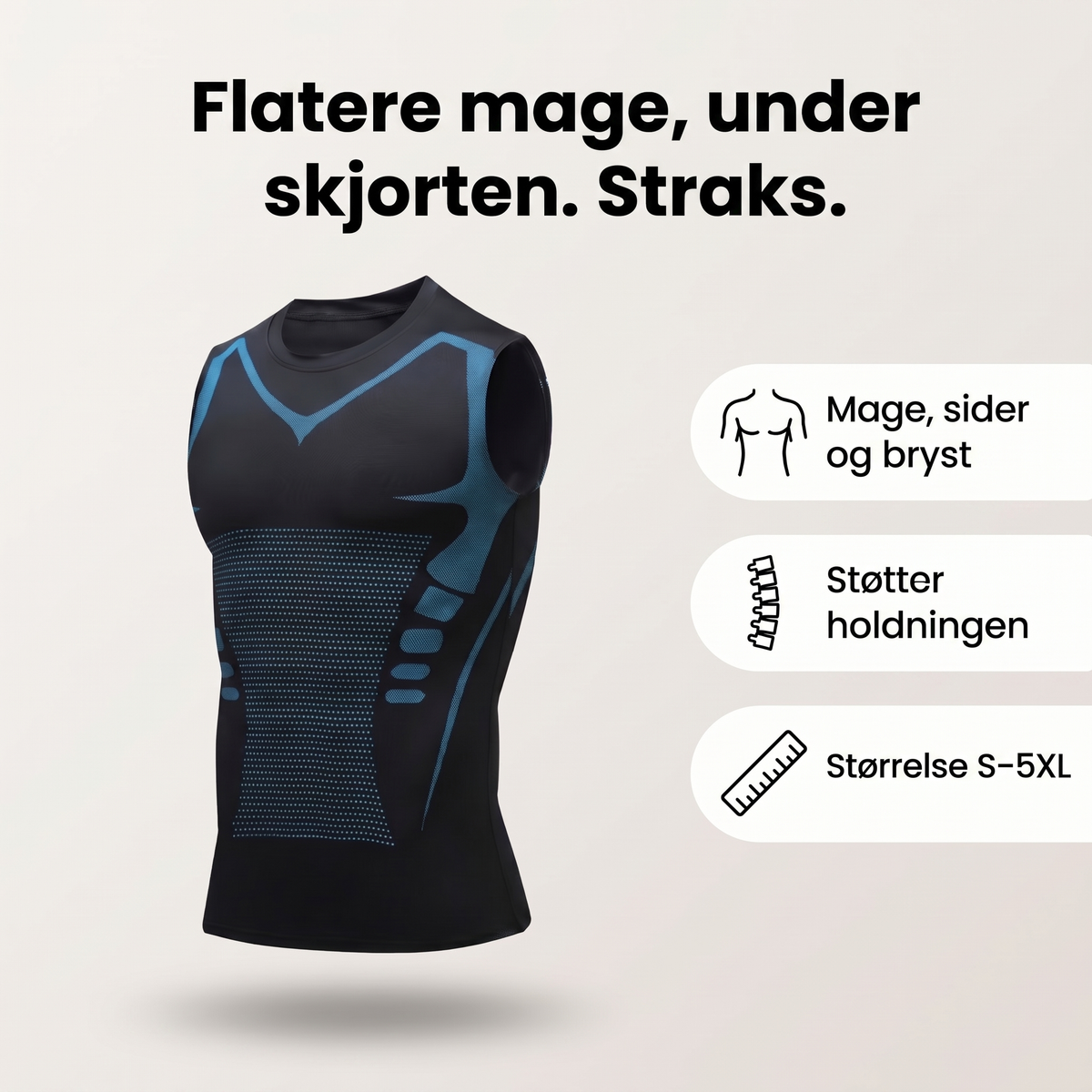 Hakon™ Kompresjonssingleten i svart med blå detaljer
